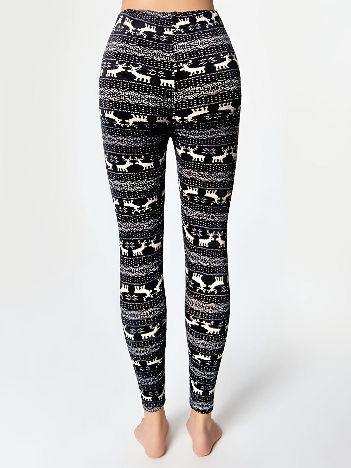Women's Fleece-Lined Leggings - Elastic Waist Stretch Fit detail view