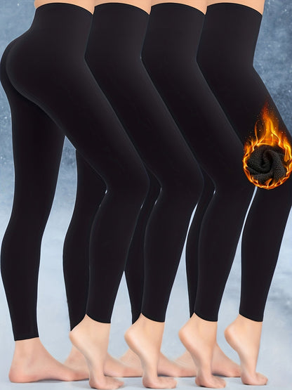Women's Fleece-Lined Leggings - High-Waist Fit – Sizes S–XXL – Black option – view 2
