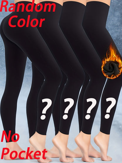 Women's Fleece-Lined Leggings - High-Waist Fit – Sizes S–XXL – Black option – view 5