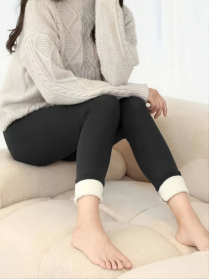 Women's Fleece-Lined Leggings - High-Waist Stretch Fit detail view