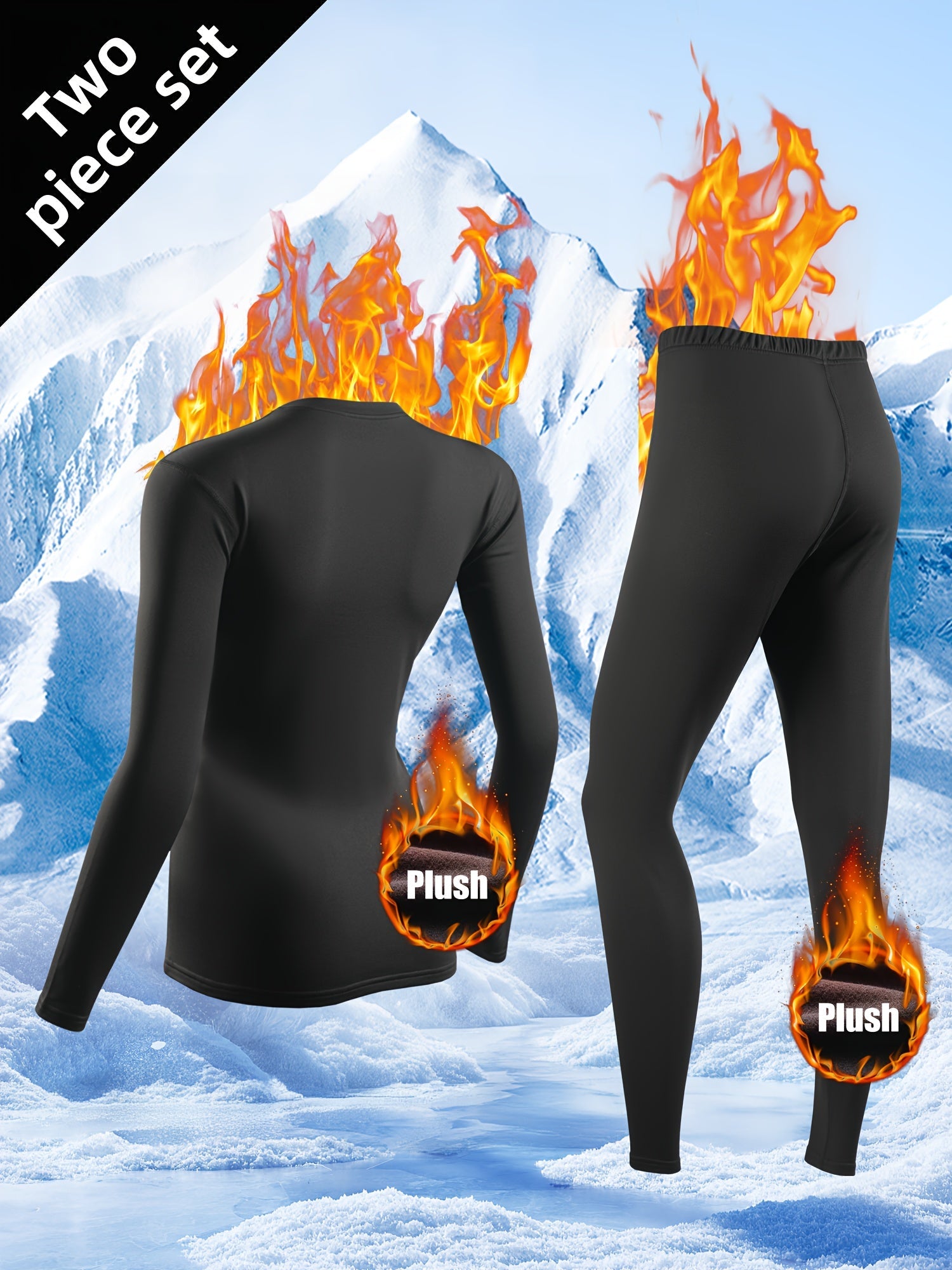 Women's Fleece-Lined Leggings - Stretch Comfort – Black detail view