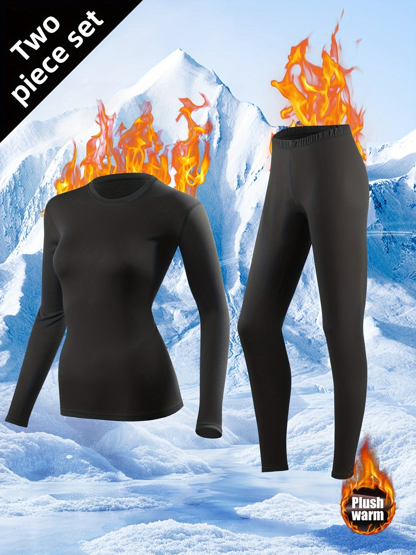 Women's Fleece-Lined Leggings - Stretch Comfort – Black – Black option – view 3