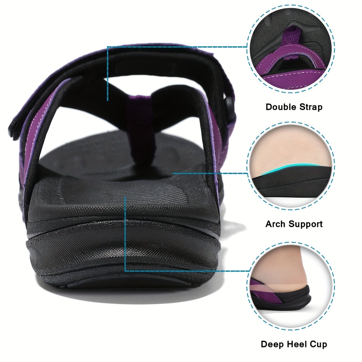 Women's Flip Flops – Comfort Fit for Everyday Wear – Black / Grey – view 2