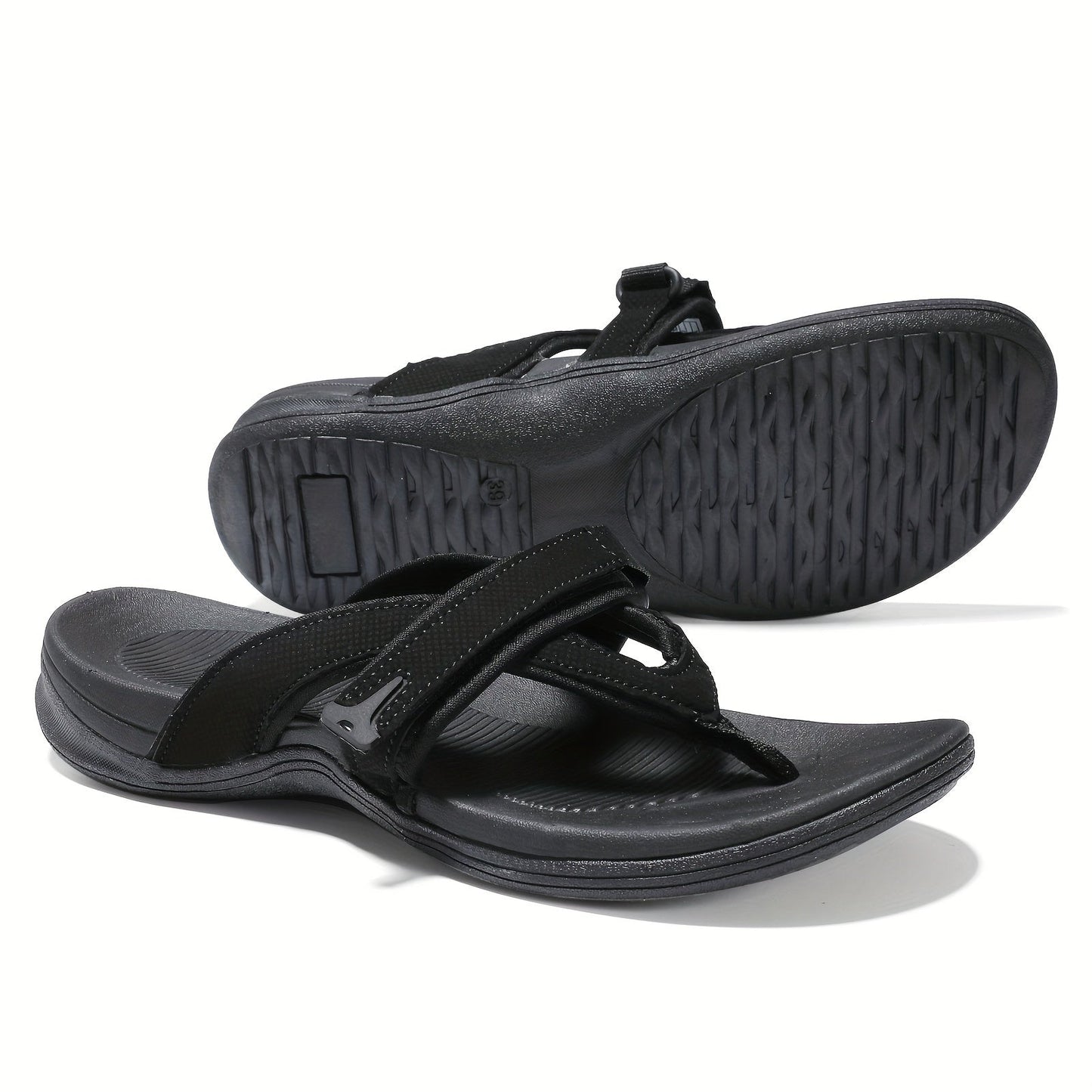 Women's Flip Flops – Comfort Fit for Everyday Wear – Black / Grey – view 3