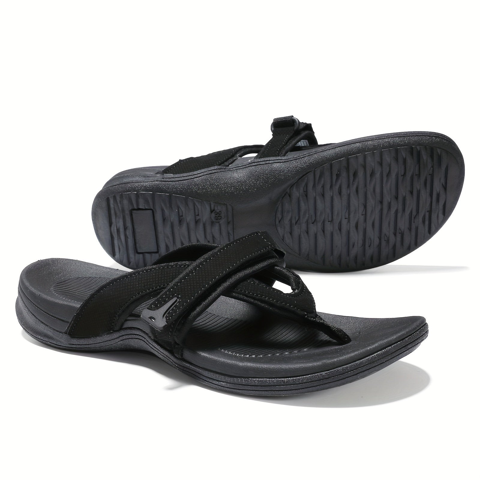 Women's Flip Flops – Comfort Fit for Everyday Wear – Black / Grey – view 3