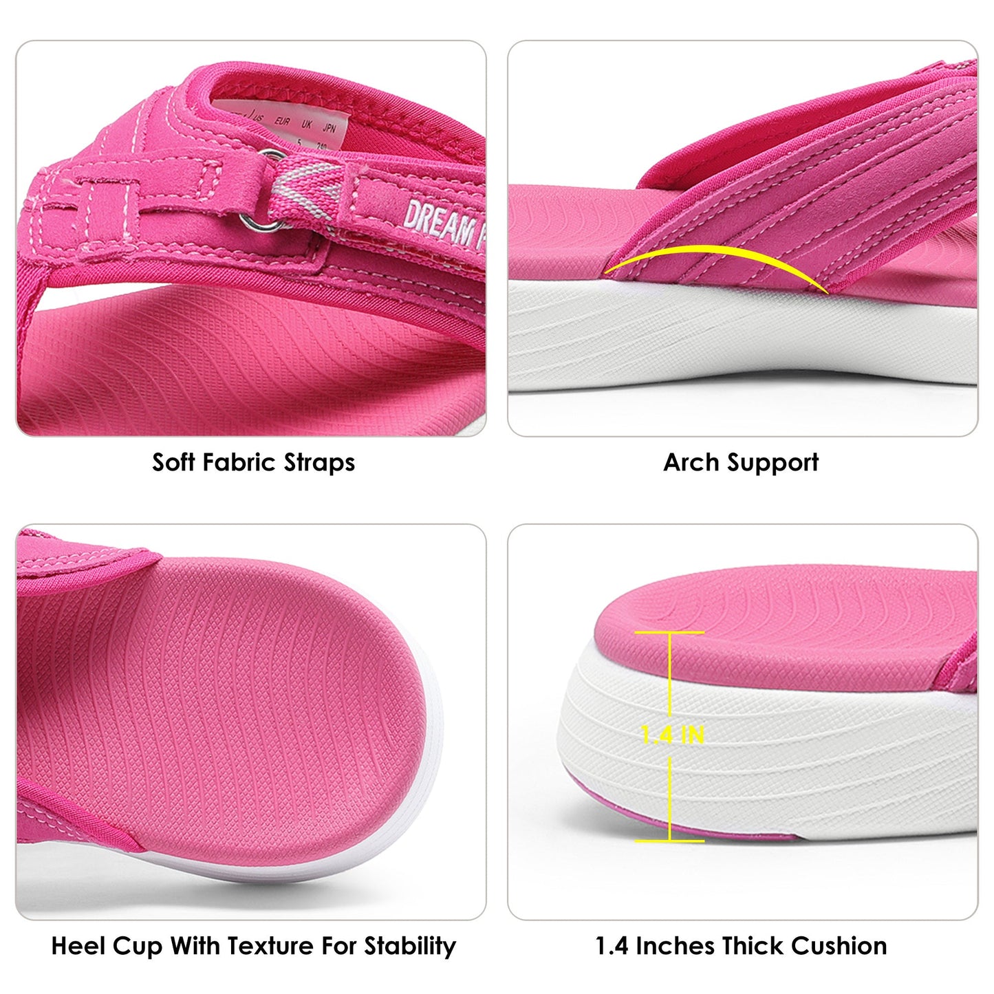 Women's Flip Flops – Cushioned Lightweight for Summer & Beach – view 3