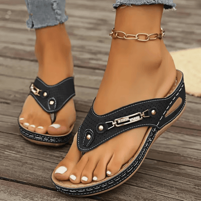 Women's Flip Flops - Non-Slip Sole Lightweight for Beach & Water – Beige option – view 6
