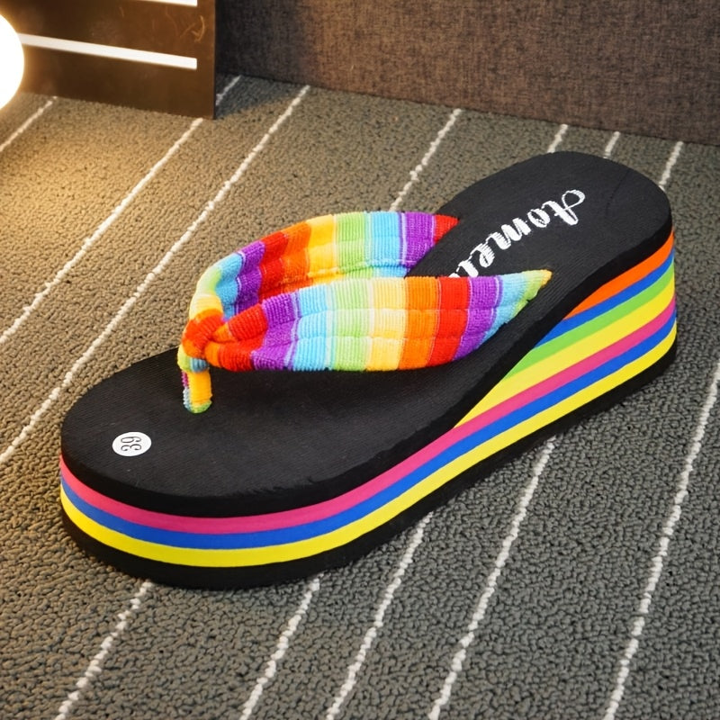 Women's Flip Flops – Platform Sole for Beach & Water – Black option – view 3