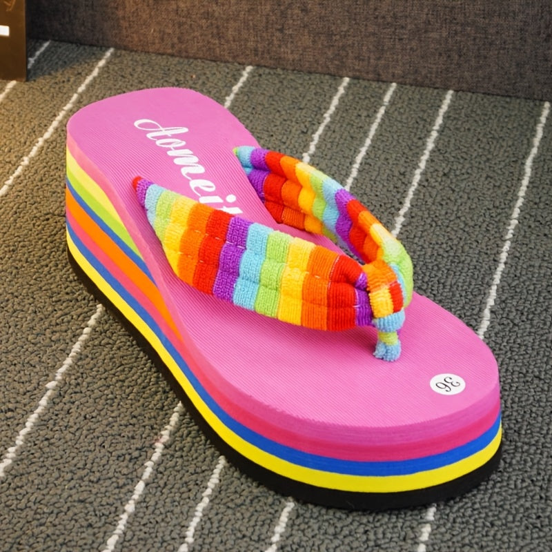 Women's Flip Flops – Platform Sole for Beach & Water – Black option – view 5