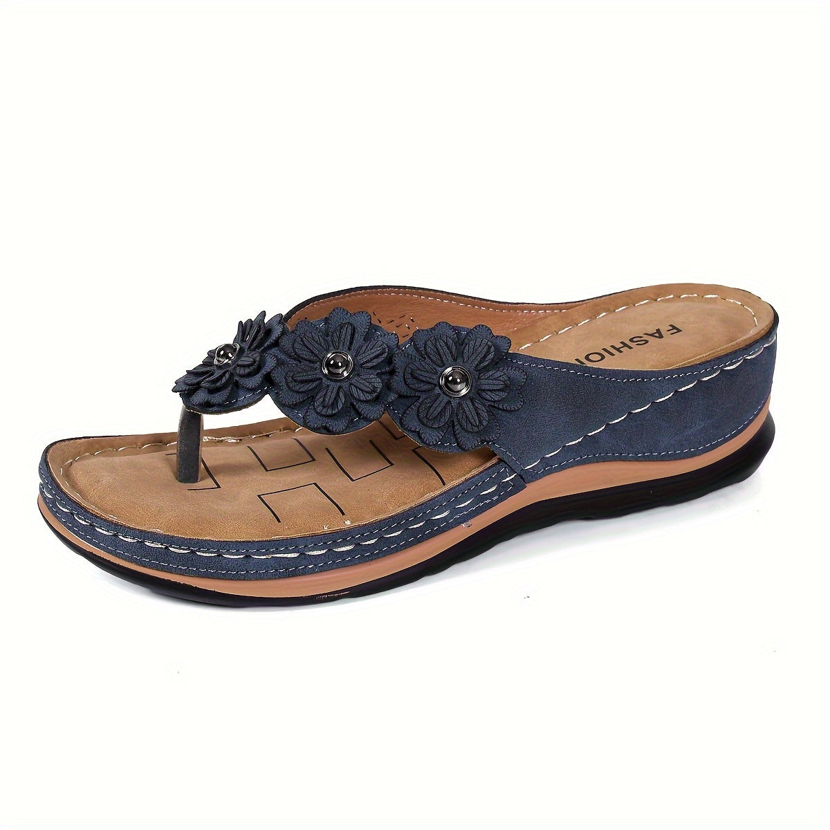 Women's Flip Flops - Slip-On Platform Sole for Everyday Wear – Navy option – view 3