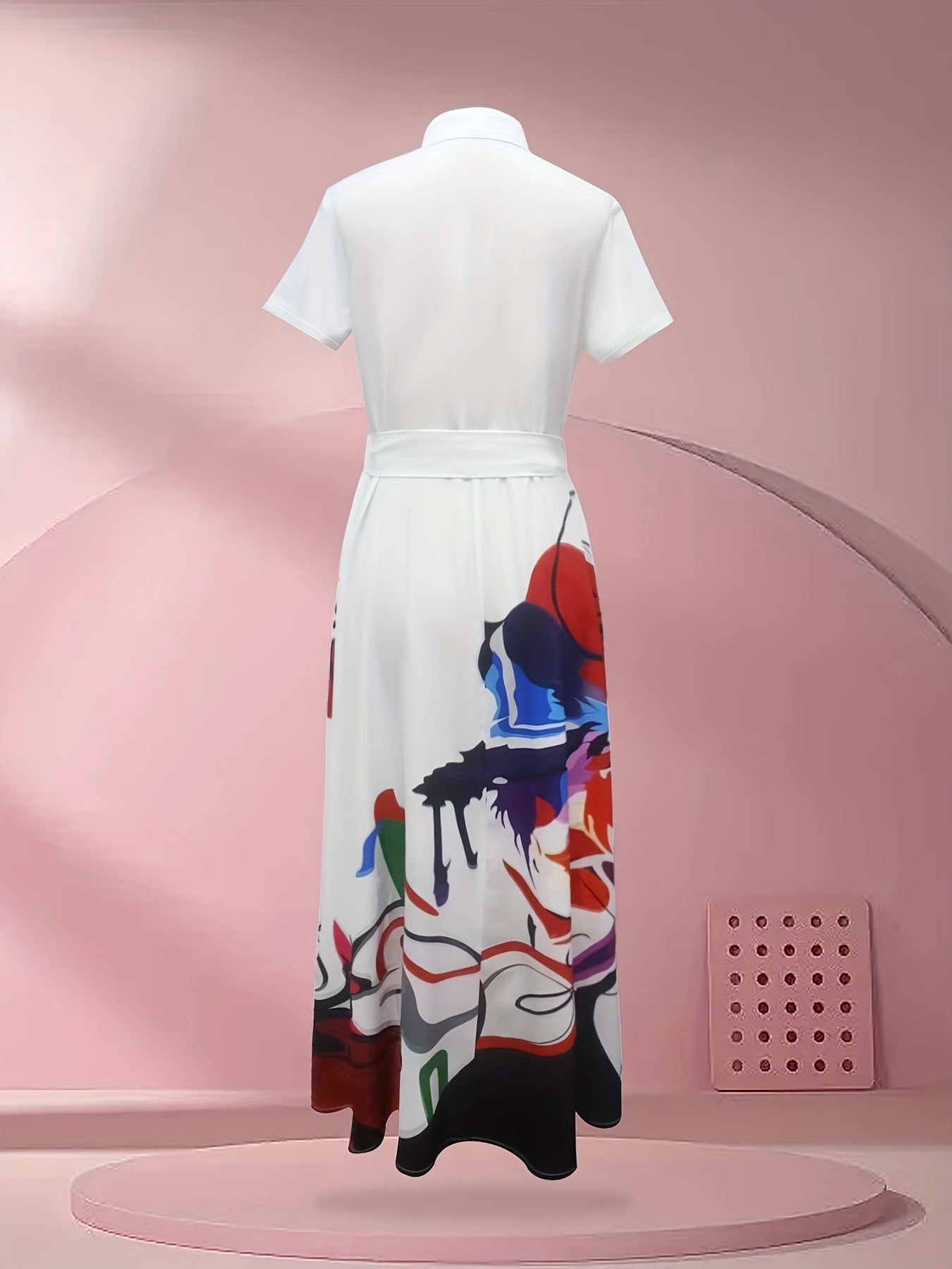 Women's Floral Collared Midi A-Line Dress - Button Front detail view