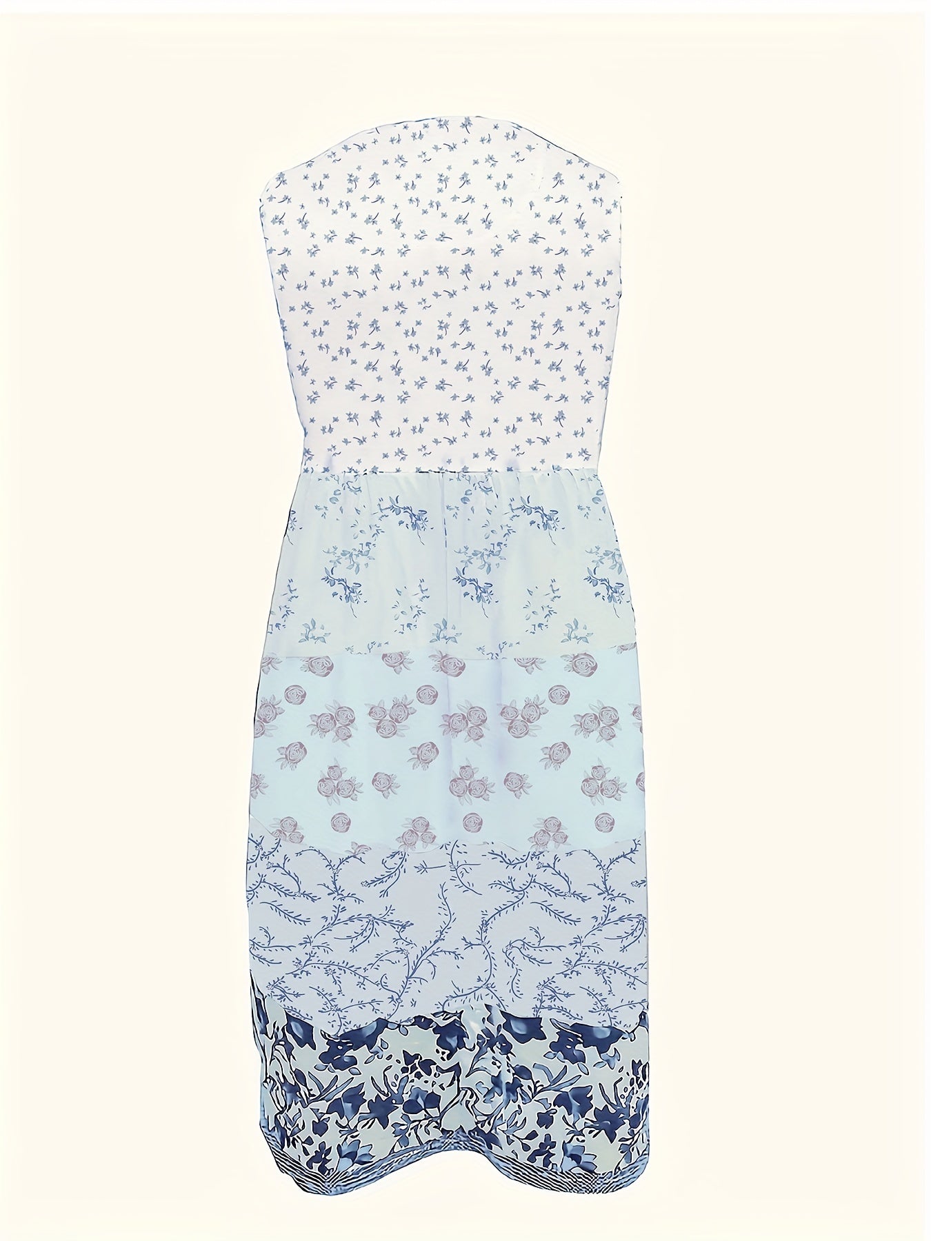 Women's Floral Crew Neck Midi Vacation Dress - Sleeveless detail view