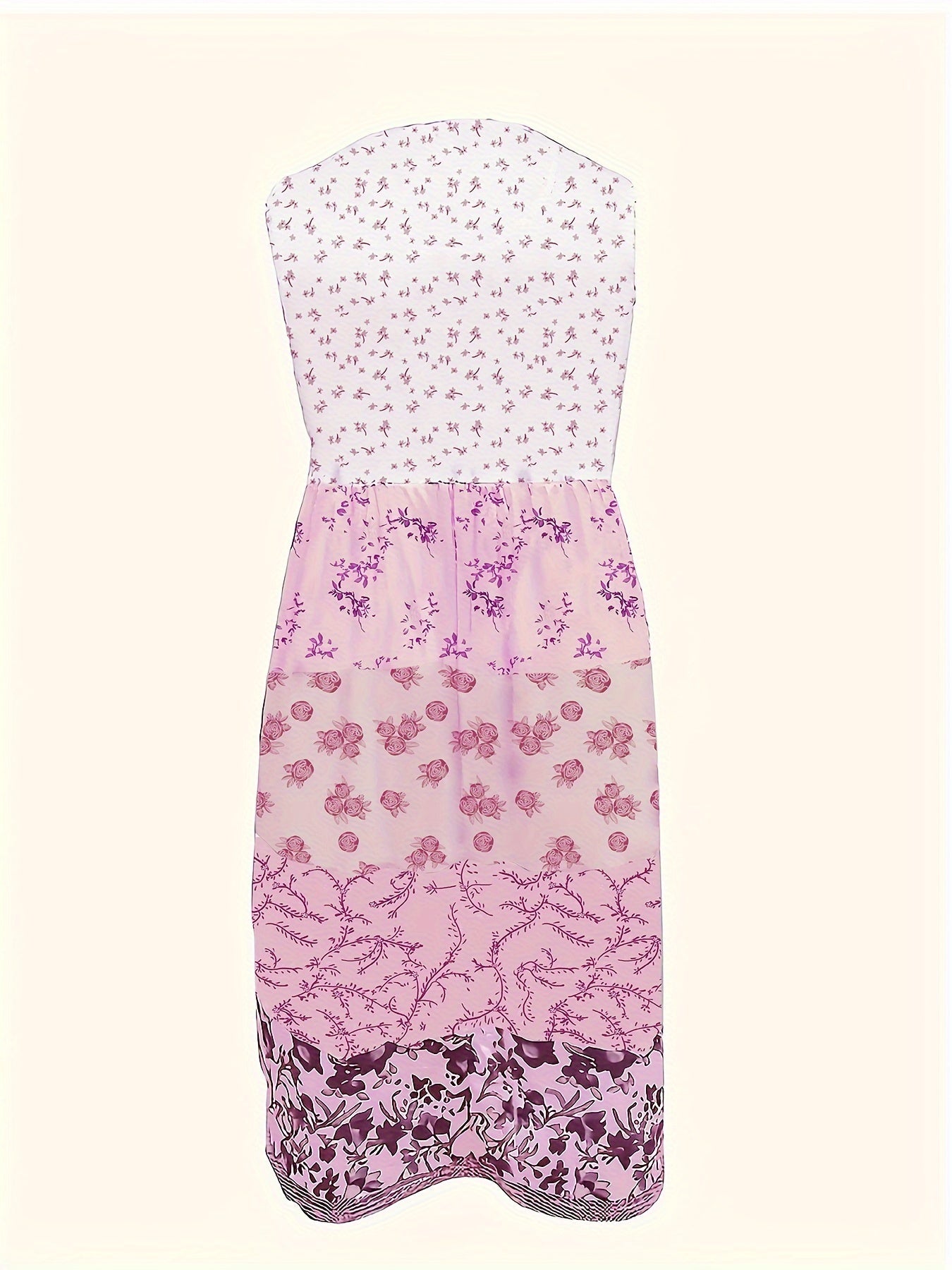 Women's Floral Crew Neck Midi Vacation Dress - Sleeveless detail view