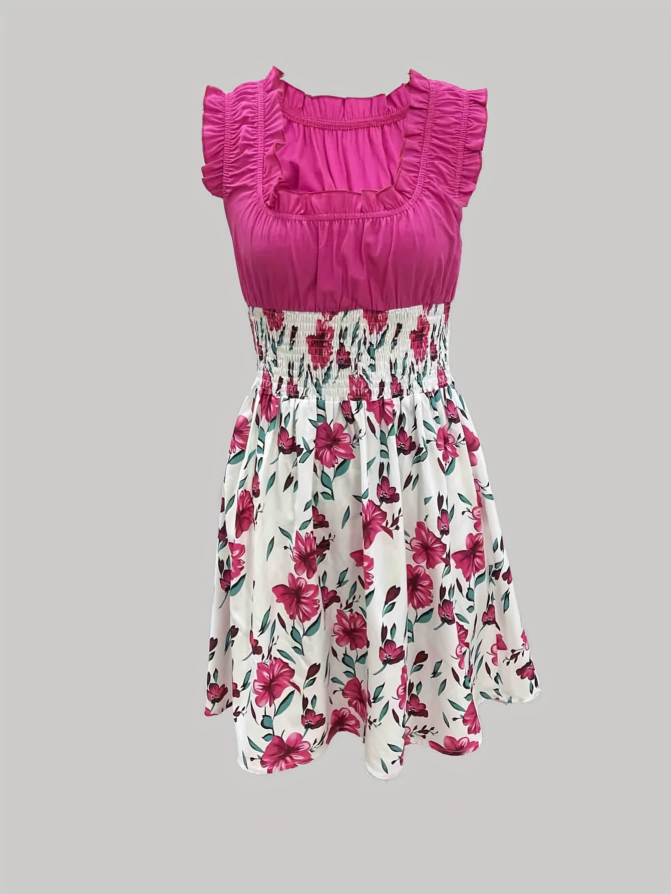 Women's Floral Crew Neck Mini Vacation Dress – view 6