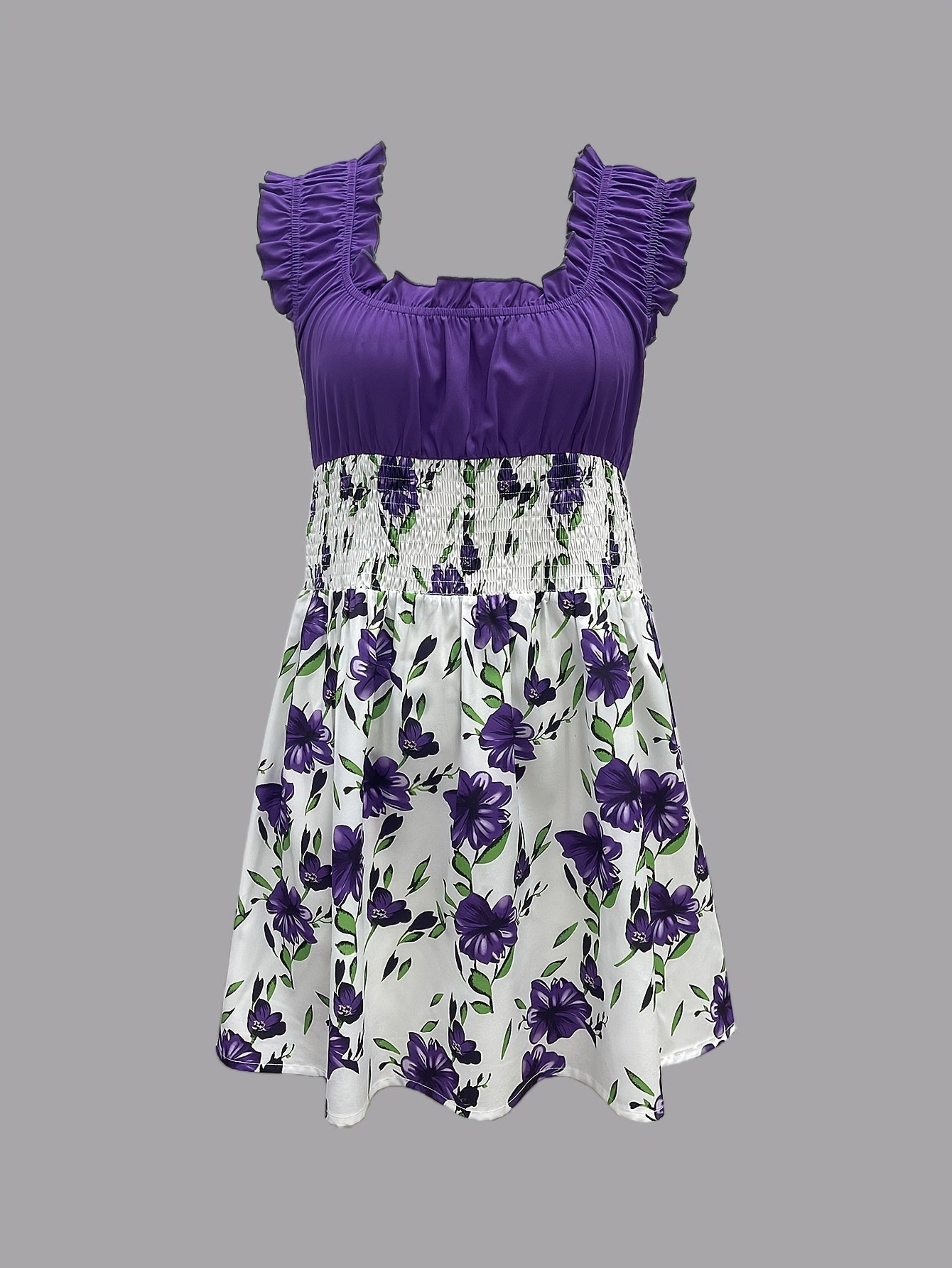 Women's Floral Crew Neck Mini Vacation Dress – view 8