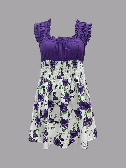 Women's Floral Crew Neck Mini Vacation Dress – view 8