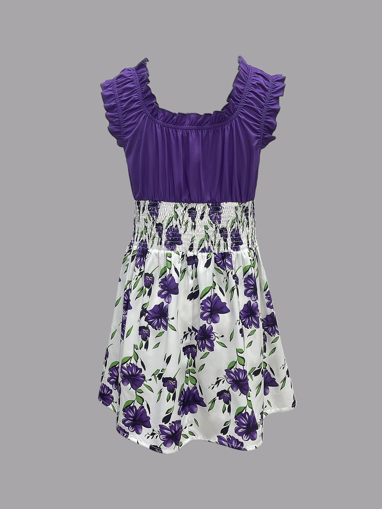 Women's Floral Crew Neck Mini Vacation Dress – view 10