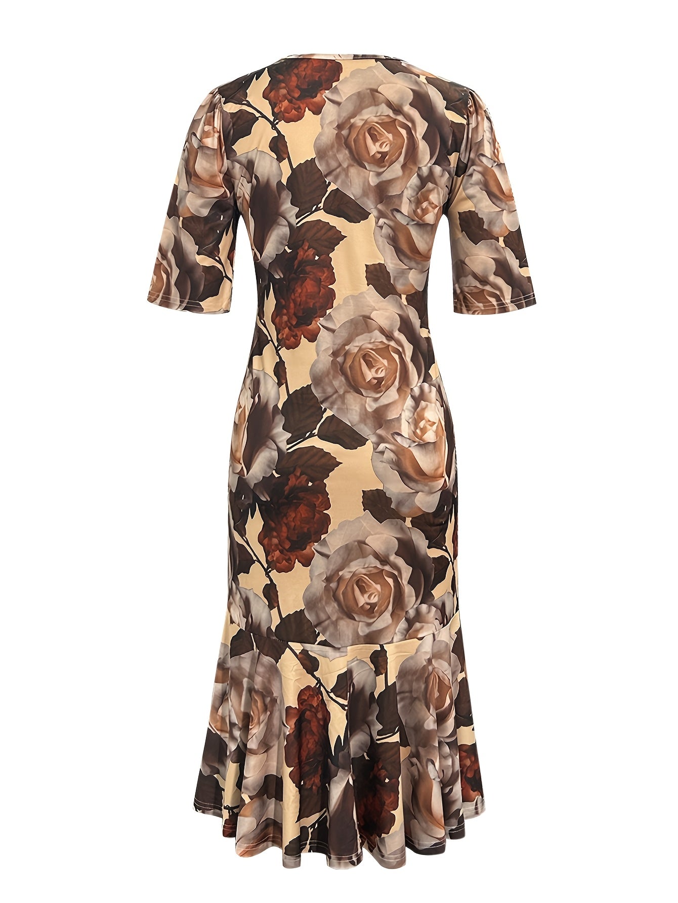 Women's Floral Crew Neck Vacation Dress – ✨ Vacation silhouette for a distinctive detail view