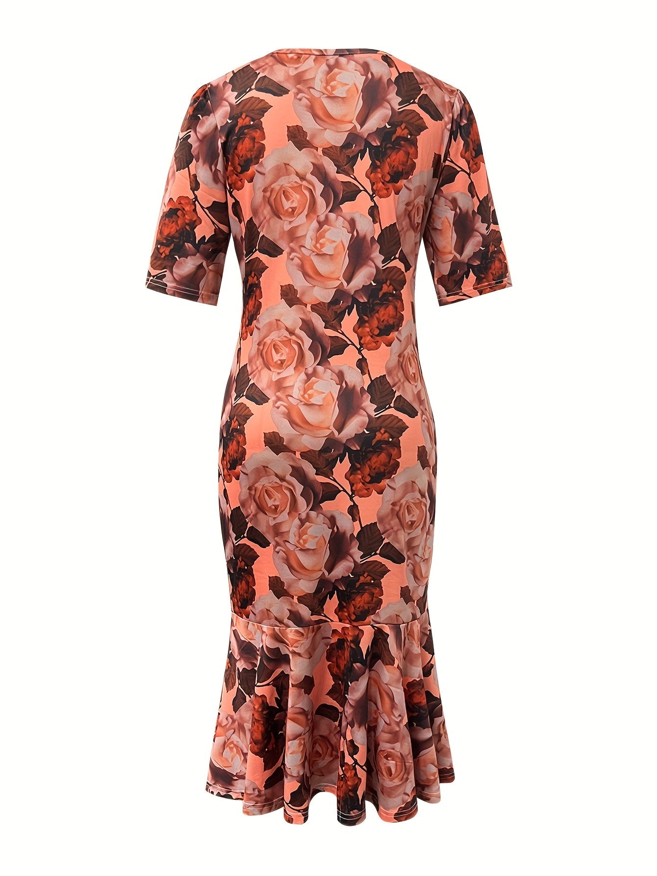 Women's Floral Crew Neck Vacation Dress – ✨ Vacation silhouette for a distinctive detail view