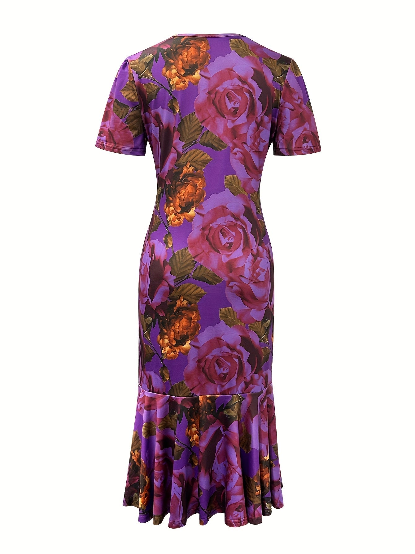 Women's Floral Crew Neck Vacation Dress – ✨ Vacation silhouette for a distinctive detail view
