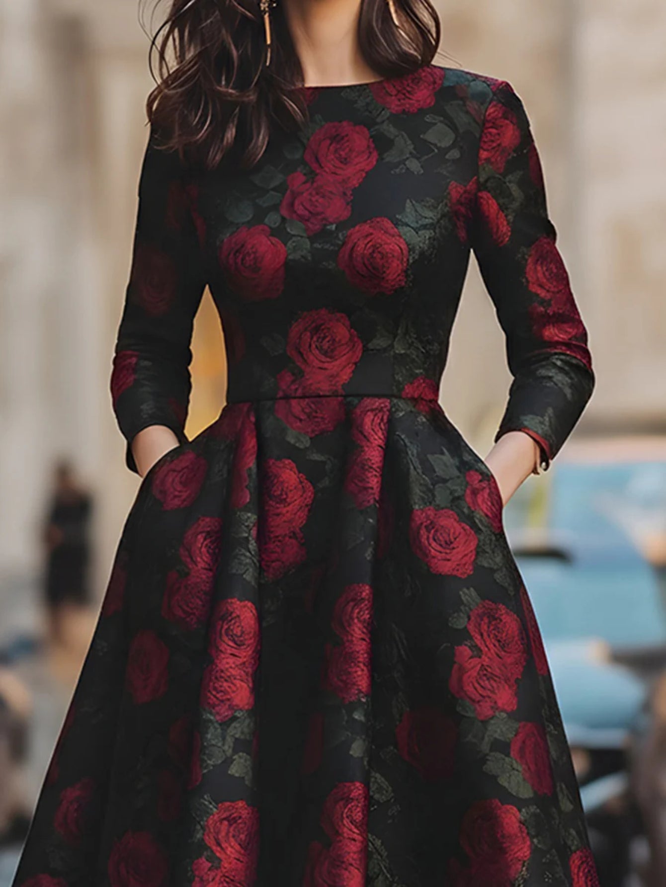 Women's Floral Evening Dress - Regular Fit detail view