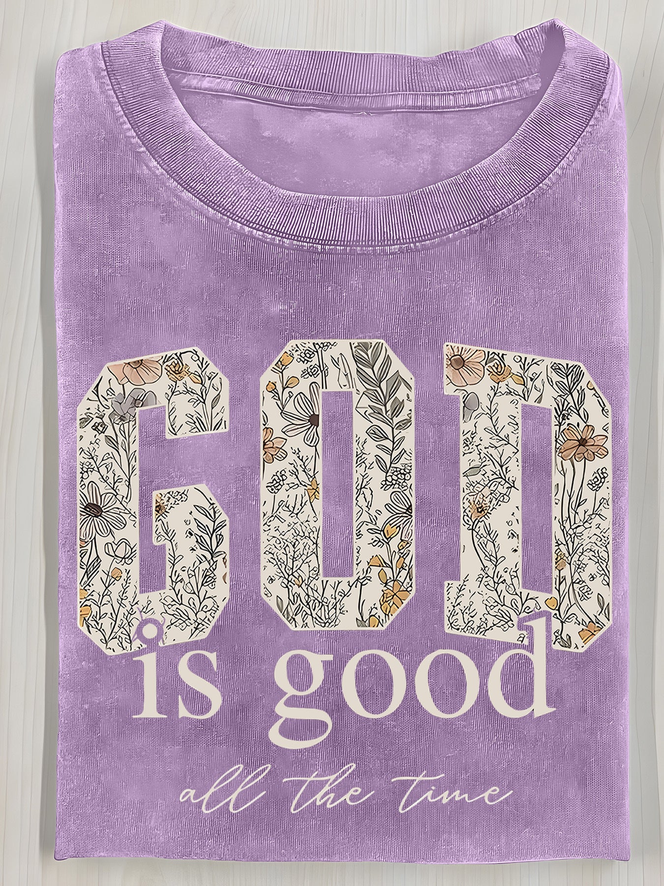 Women's Floral Graphic T-Shirt - Round Neck Short Sleeve – 5-Color Selection detail view