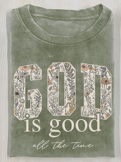 Women's Floral Graphic T-Shirt - Round Neck Short Sleeve – 5-Color Selection – view 3