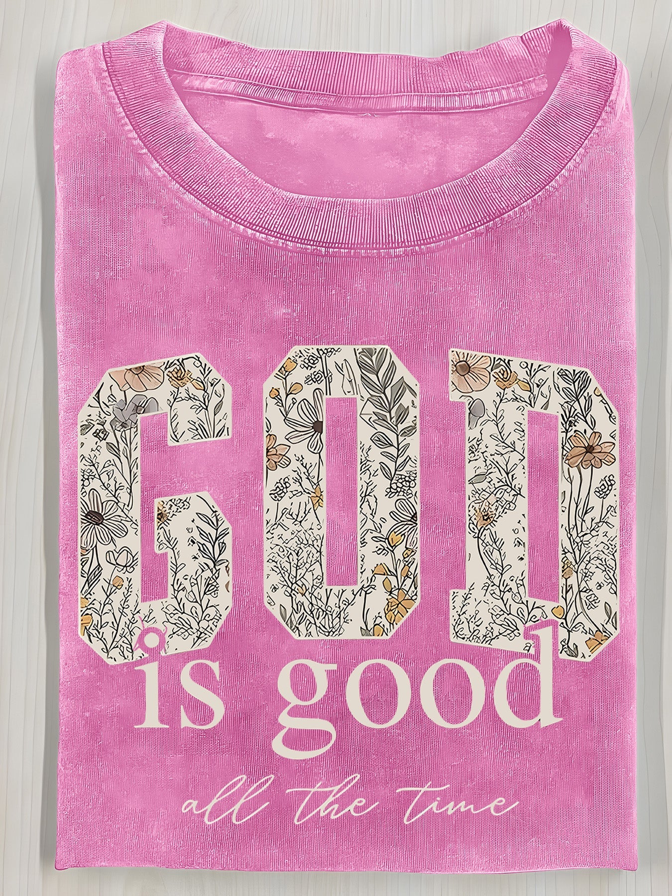 Women's Floral Graphic T-Shirt - Round Neck Short Sleeve – 5-Color Selection detail view