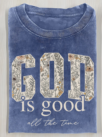 Women's Floral Graphic T-Shirt - Round Neck Short Sleeve – 5-Color Selection detail view