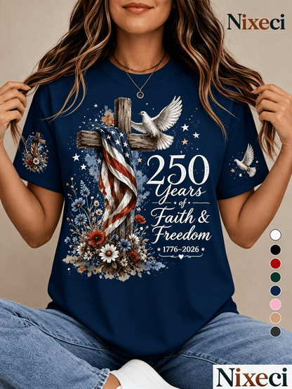Women's Floral Graphic T-Shirt - Round Neck Short Sleeve – 8-Color Selection – White option – main product image
