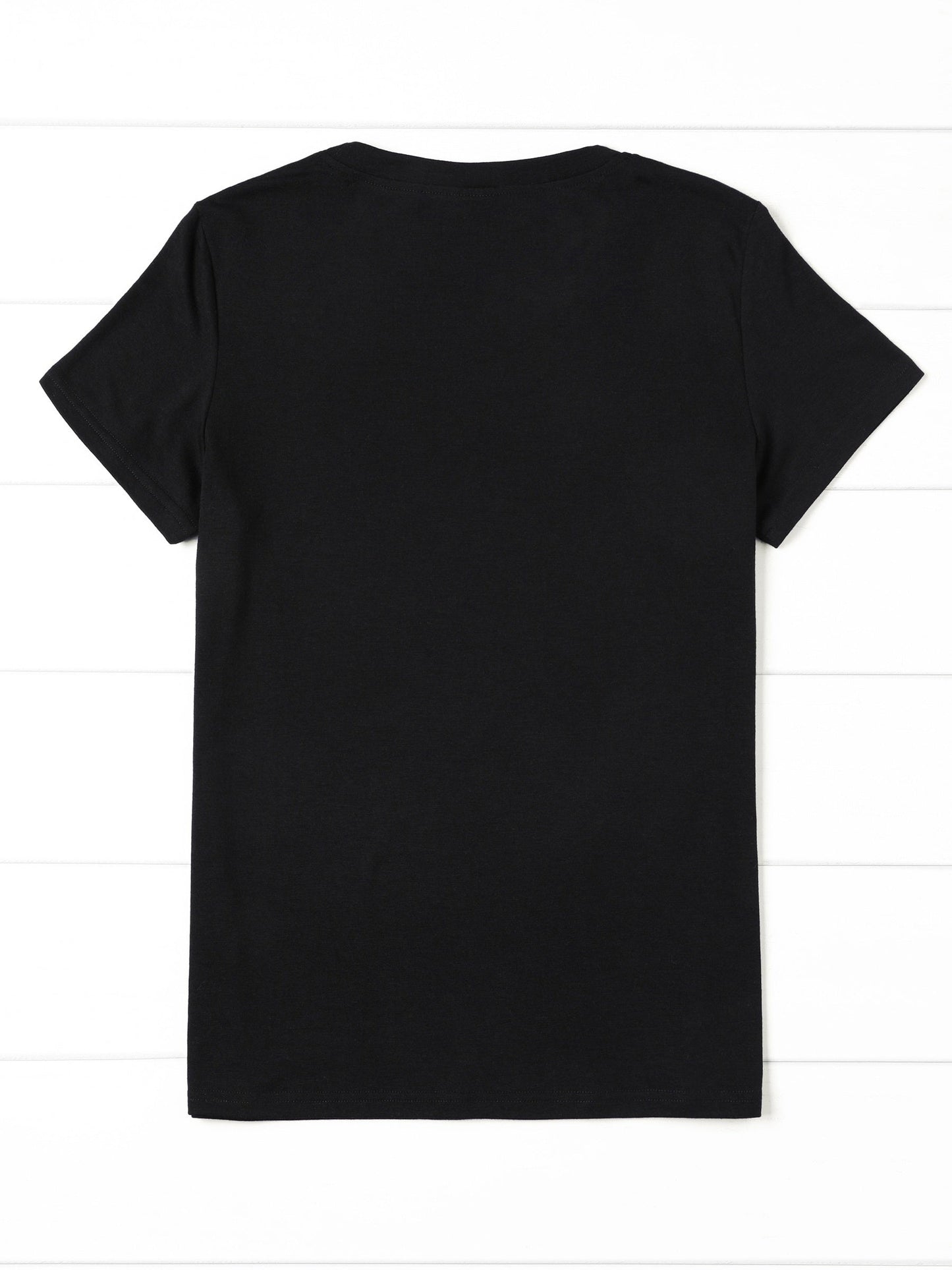Women's Floral Graphic T-Shirt - Round Neck Short Sleeve – Regular fit / Black detail view