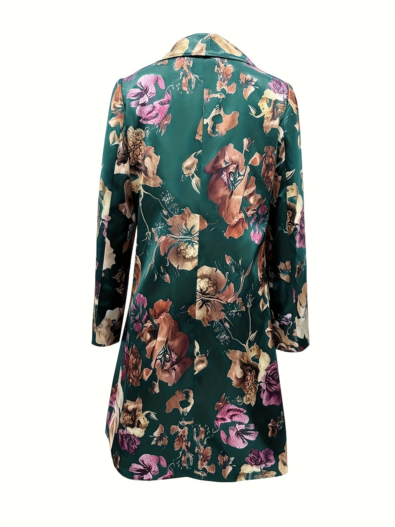Women's Floral Longline Blazer - Single-Breasted Loose Fit detail view