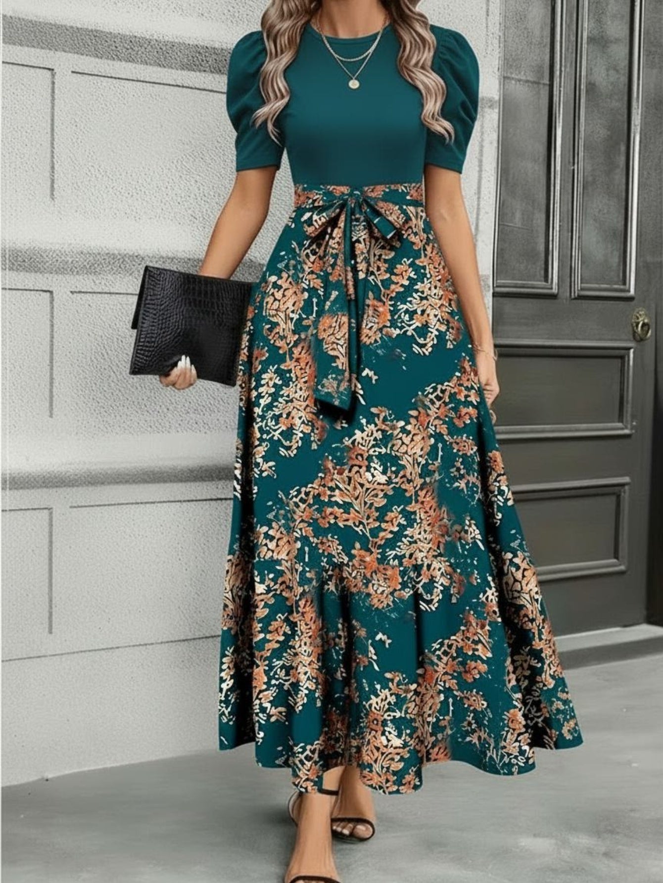 Women's Floral Maxi Casual Dress detail view