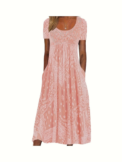 Women's Floral Maxi Vacation Dress - Pocket – view 6