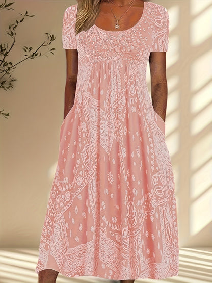 Women's Floral Maxi Vacation Dress - Pocket – Gray option – main product image