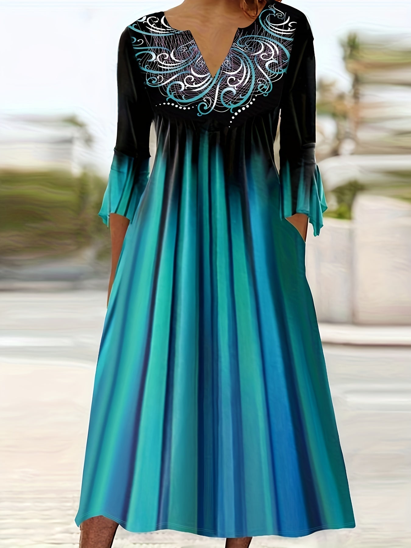 Women's Floral Midi Casual Dress detail view