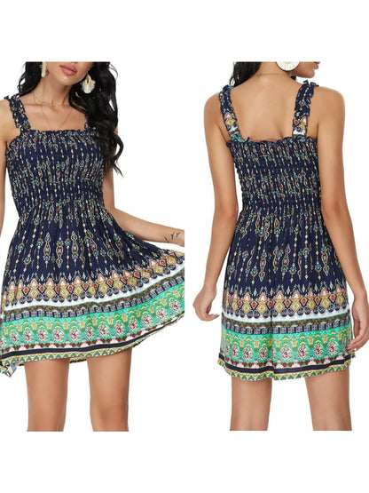 Women's Floral Mini Dress 3-Pack - Boho Square Neck Style – main product image