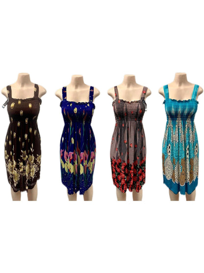 Women's Floral Mini Dress 3-Pack - Boho Square Neck Style detail view
