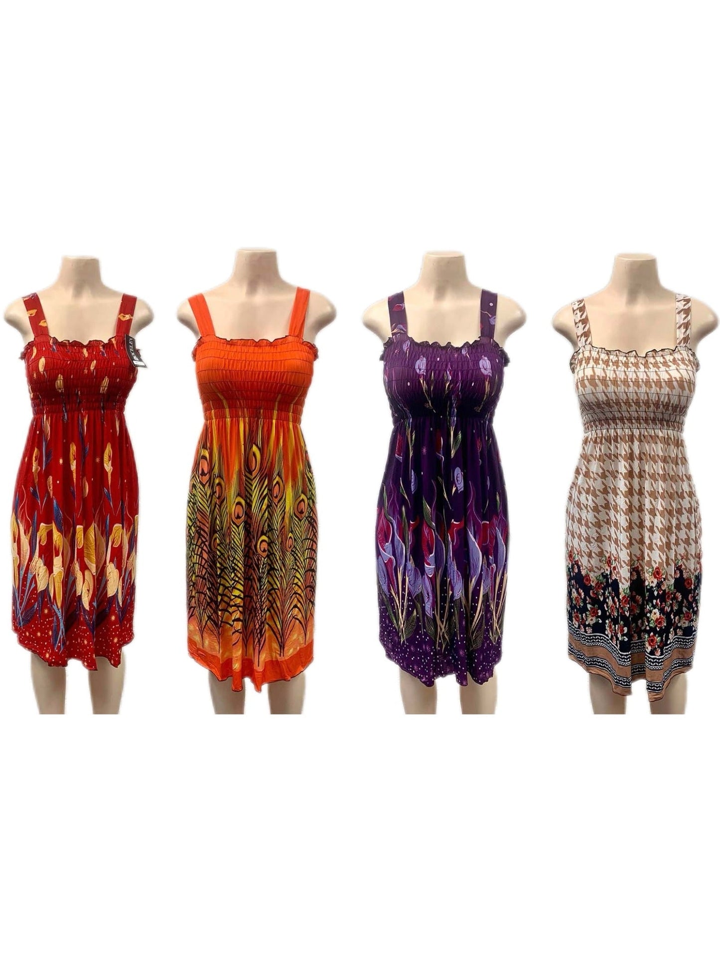 Women's Floral Mini Dress 3-Pack - Boho Square Neck Style detail view