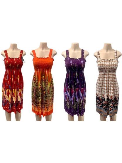 Women's Floral Mini Dress 3-Pack - Boho Square Neck Style detail view