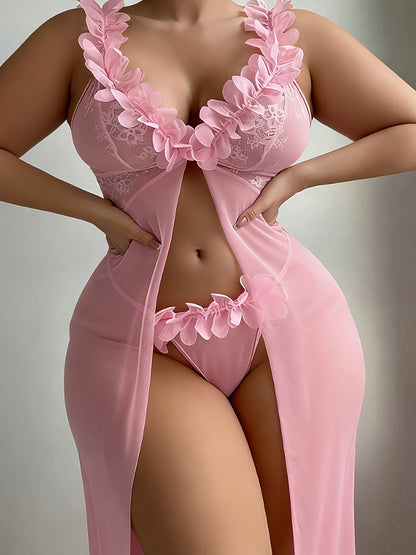 Women's Floral Nightgown - V-Neck – Pink option – main product image