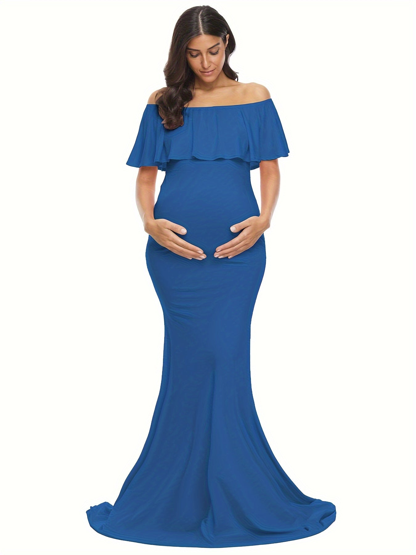 Women's Floral Off Shoulder Maxi Casual Dress - Ruffle detail view