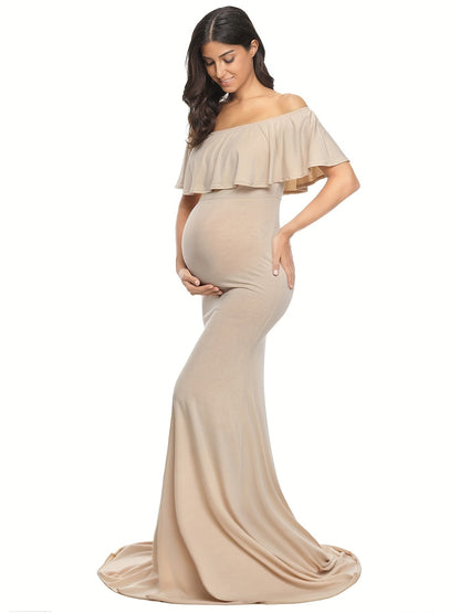 Women's Floral Off Shoulder Maxi Casual Dress - Ruffle – White option – view 3