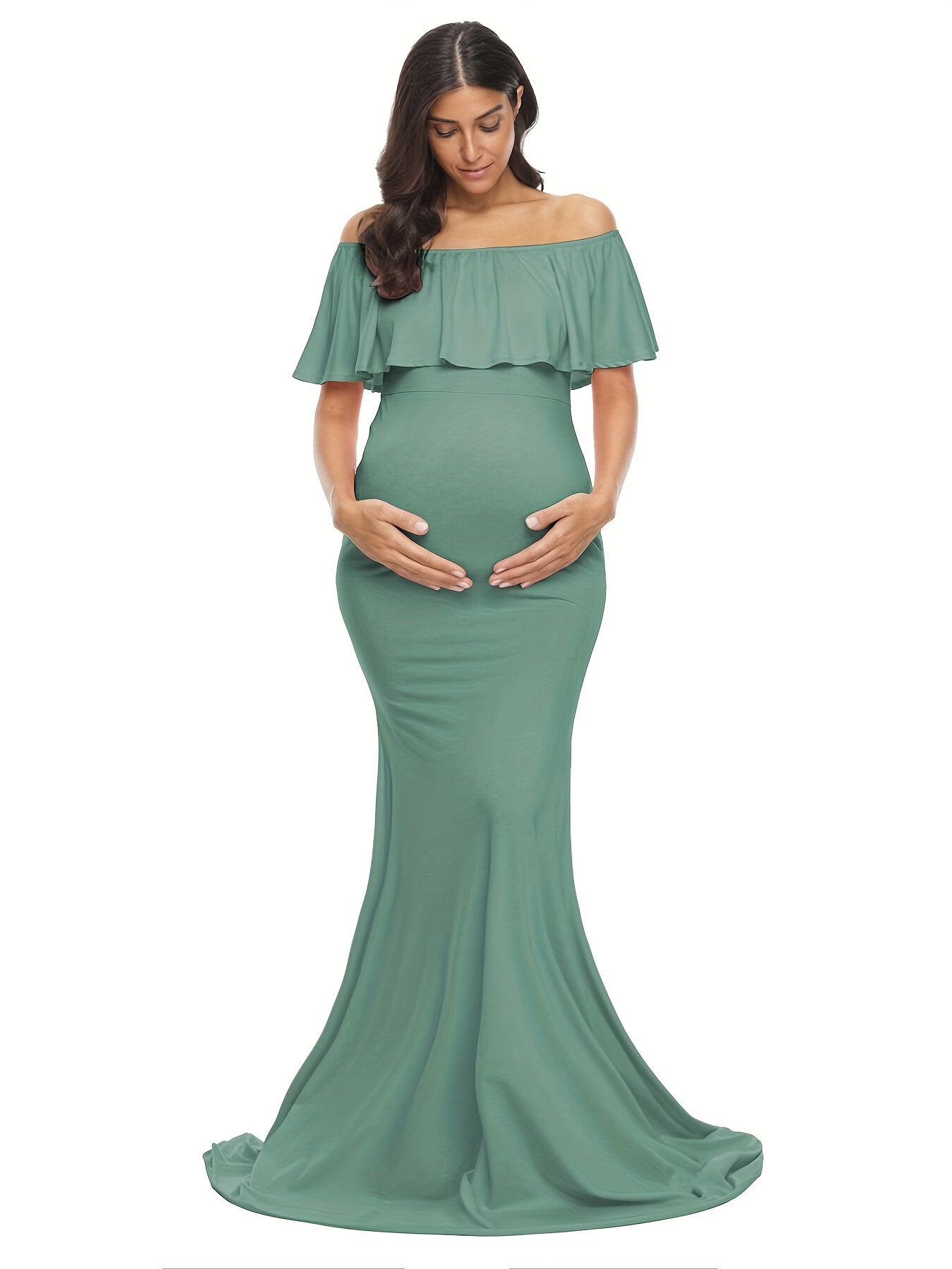 Women's Floral Off Shoulder Maxi Casual Dress - Ruffle – White option – view 4