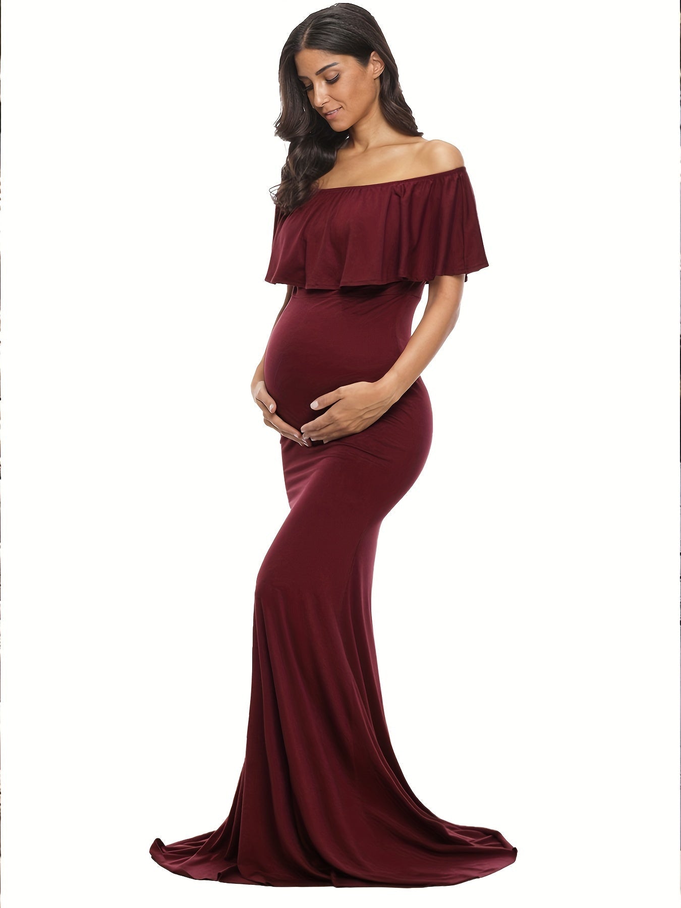 Women's Floral Off Shoulder Maxi Casual Dress - Ruffle – White option – view 7