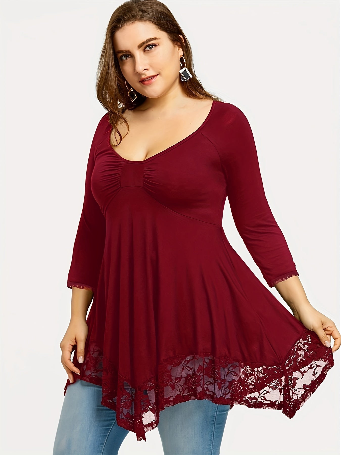 Women's Floral Print Blouse - Crew Neck Long Sleeve – main product image