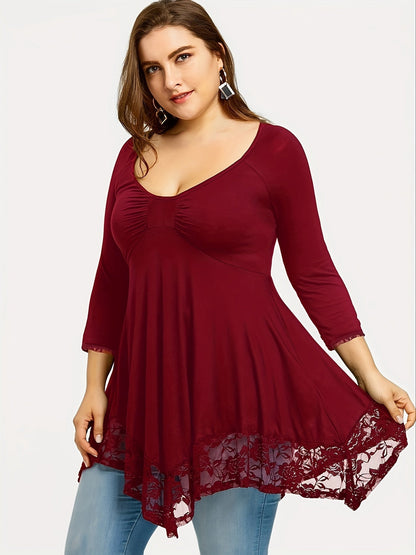 Women's Floral Print Blouse - Crew Neck Long Sleeve – view 5