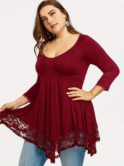 Women's Floral Print Blouse - Crew Neck Long Sleeve – view 7