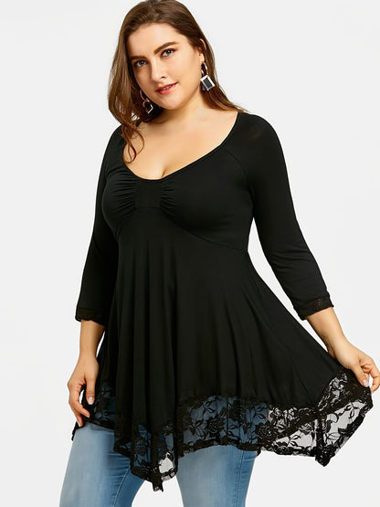 Women's Floral Print Blouse - Crew Neck Long Sleeve – view 8