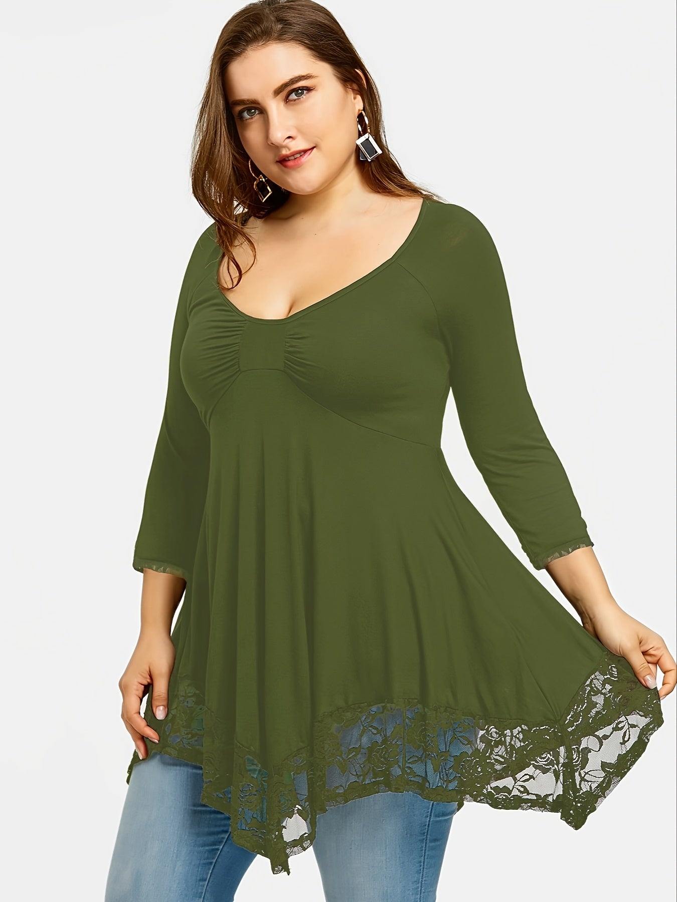 Women's Floral Print Blouse - Crew Neck Long Sleeve – view 9